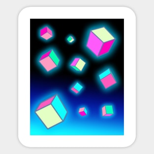 Futuristic glowing cubes Sticker